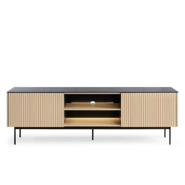 Olden TV Cabinet - Vicenza Oak - Glass Top - 180 x 52 x 39 cm - Image 6