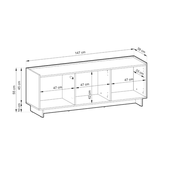 Yarker TV Cabinet - Caramel Oak - 3 Doors - 147 x 55 x 39 cm - Image 3