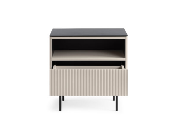 Olden Bedside Table - Cashmere - Glass Top - Drawer - 57 x 57 x 39 cm - Image 4