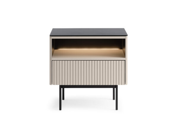 Olden Bedside Table - Cashmere - Glass Top - Drawer - 57 x 57 x 39 cm - Image 6