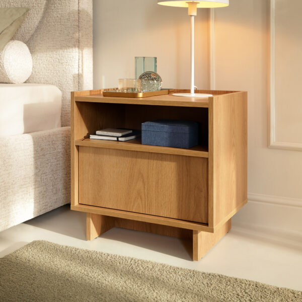 Yarker Bedside Table - Caramel Oak - Drawer - 50 x 51 x 39 cm - Image 2