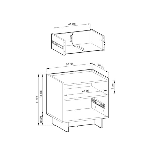 Yarker Bedside Table - Caramel Oak - Drawer - 50 x 51 x 39 cm - Image 3