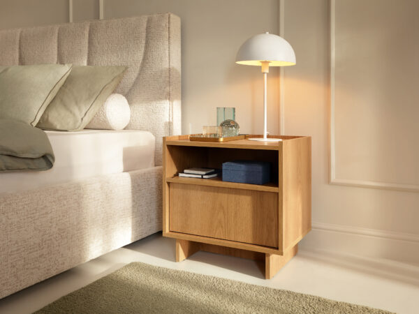 Yarker Bedside Table - Caramel Oak - Drawer - 50 x 51 x 39 cm - Image 5
