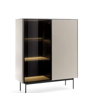 Olden Display Cabinet - Cashmere - Fluted Fronts - 107 x 126 x 39 cm