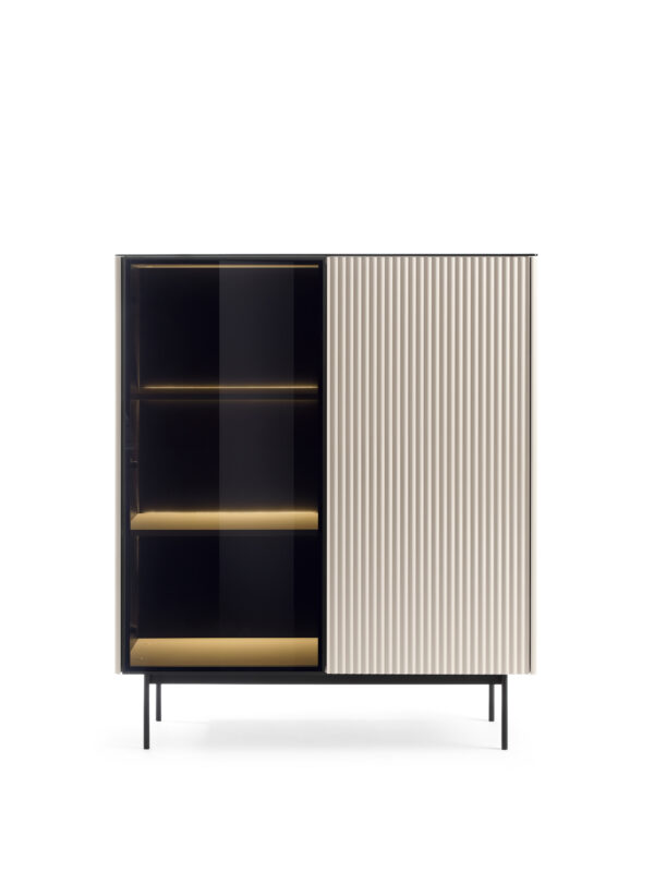 Olden Display Cabinet - Cashmere - Fluted Fronts - 107 x 126 x 39 cm - Image 5