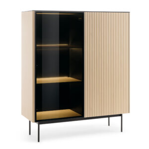 Olden Display Cabinet - Vicenza Oak - Fluted Fronts - 107 x 126 x 39 cm