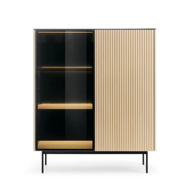 Olden Display Cabinet - Vicenza Oak - Fluted Fronts - 107 x 126 x 39 cm - Image 6