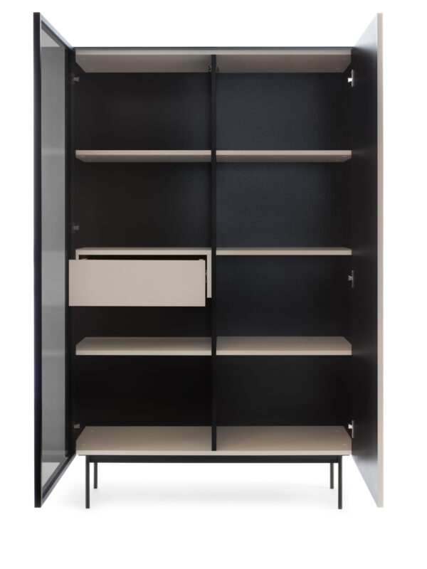 Olden Tall Display Cabinet - Cashmere - Fluted Fronts - Drawer - 107 x 163 x 39 cm - Image 4