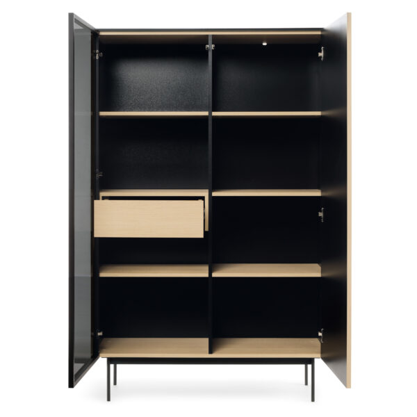 Olden Tall Display Cabinet - Vicenza Oak - Fluted Fronts - Drawer - 107 x 163 x 39 cm - Image 4