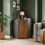 FAUSKE Commode - Spacious - Corner - Oak Wotan - Gray - Width 58 cm, Height 74 cm, Depth 58 cm