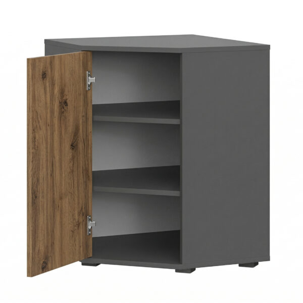 FAUSKE Commode - Spacious - Corner - Oak Wotan - Gray - Width 58 cm, Height 74 cm, Depth 58 cm - Image 3