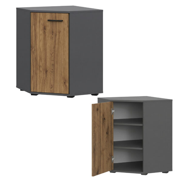 FAUSKE Commode - Spacious - Corner - Oak Wotan - Gray - Width 58 cm, Height 74 cm, Depth 58 cm - Image 4
