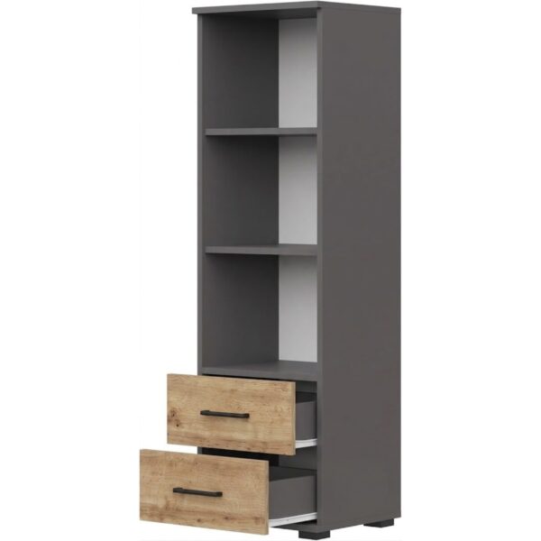 FAUSKE Shelf - 2 Drawers - Oak - Gray - Width 40 cm, Height 130 cm, Depth 34 cm - Image 3