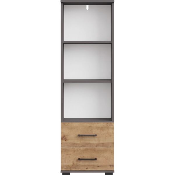 FAUSKE Shelf - 2 Drawers - Oak - Gray - Width 40 cm, Height 130 cm, Depth 34 cm - Image 4