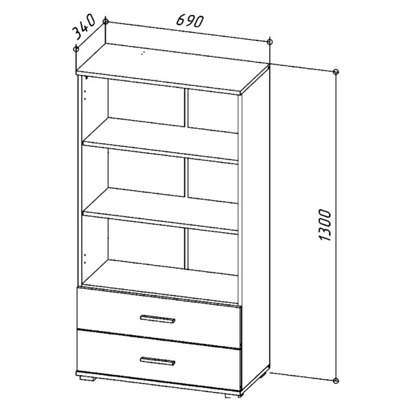 FAUSKE Shelf - 2 Drawers - Oak - Gray - Width 69 cm, Height 130 cm, Depth 34 cm - Image 2