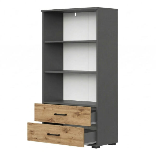 FAUSKE Shelf - 2 Drawers - Oak - Gray - Width 69 cm, Height 130 cm, Depth 34 cm - Image 3