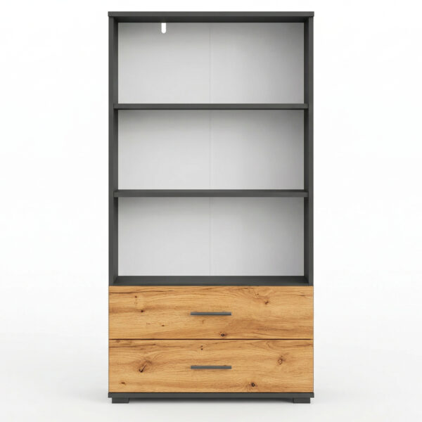 FAUSKE Shelf - 2 Drawers - Oak - Gray - Width 69 cm, Height 130 cm, Depth 34 cm - Image 4