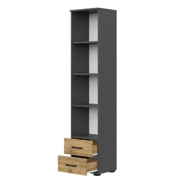 FAUSKE Shelf - 2 Drawers - Oak - Gray - Width 40 cm, Height 180 cm, Depth 34 cm - Image 3