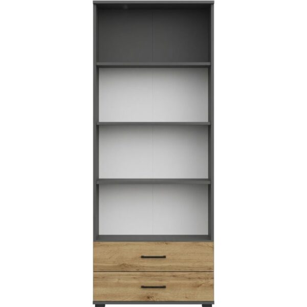 FAUSKE Shelf - 2 Drawers - Oak - Gray - Width 69 cm, Height 180 cm, Depth 34 cm - Image 4