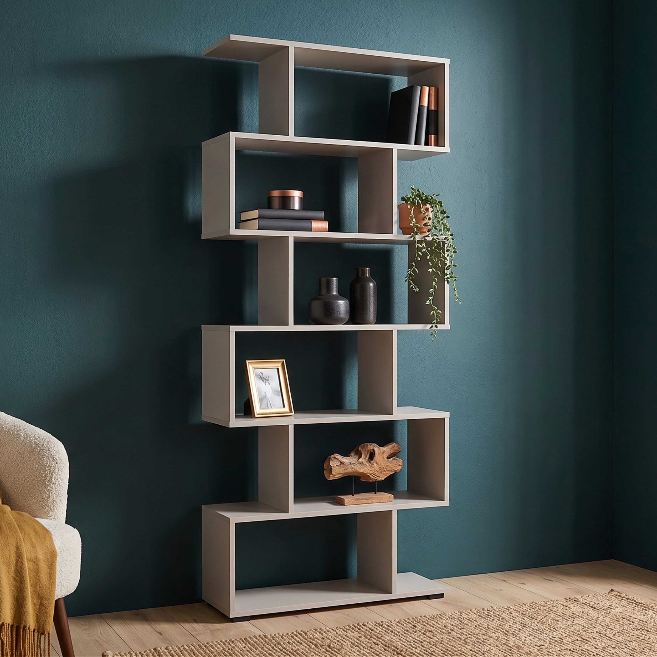 XMEBSKRREGMC00601101_01-2.jpg Standing Shelf SKEI - Kashmir - Width 80 cm, Height 190 cm, Depth 25 cm - Image 1
