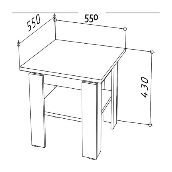 Coffee Table Sola - Gray - Oak - Additional Shelf - Width 55 cm, Height 43 cm, Depth 55 cm - Image 2