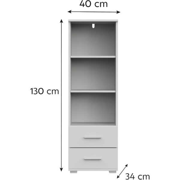 FAUSKE Wardrobe - 2 Drawers - Oak - Gray - Width 40 cm, Height 130 cm, Depth 36 cm - Image 2