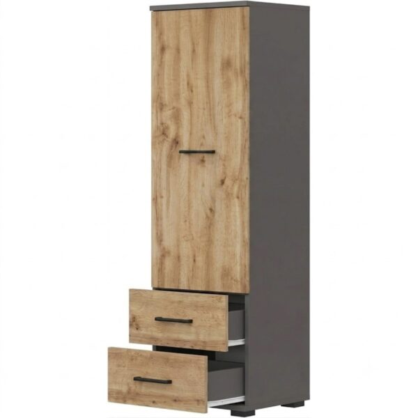 FAUSKE Wardrobe - 2 Drawers - Oak - Gray - Width 40 cm, Height 130 cm, Depth 36 cm - Image 3