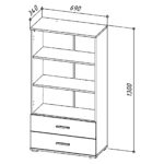 FAUSKE Wardrobe - 2 Drawers - Oak - Gray - Width 69 cm, Height 130 cm, Depth 36 cm