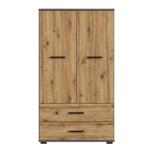 FAUSKE Wardrobe - 2 Drawers - Oak - Gray - Width 69 cm, Height 130 cm, Depth 36 cm - Image 3