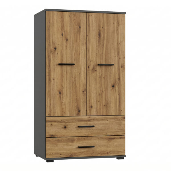 FAUSKE Wardrobe - 2 Drawers - Oak - Gray - Width 69 cm, Height 130 cm, Depth 36 cm - Image 4