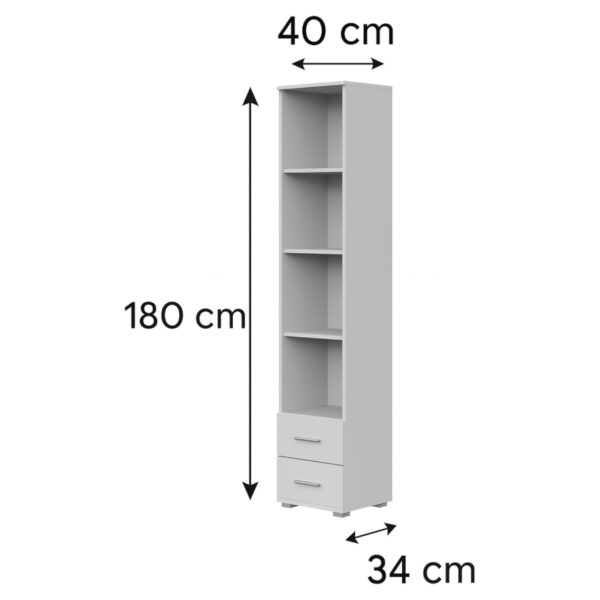 FAUSKE Wardrobe - 2 Drawers - Oak - Gray - Width 40 cm, Height 180 cm, Depth 36 cm - Image 2