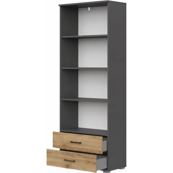 FAUSKE Wardrobe - 2 Drawers - Oak - Gray - Width 69 cm, Height 180 cm, Depth 36 cm - Image 3