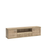 TV cabinet BALESTRAND - Oak - Drawer - Decorative Front - 196 x 51 x 41 cm