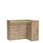 Corner Commode BALESTRAND - Oak - Drawers - Decorative Front - Backlit Top - 132 x 99 x 41 cm