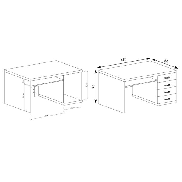 Desk BALESTRAND - Oak - Drawers - 120 x 78 x 60 cm - Image 2