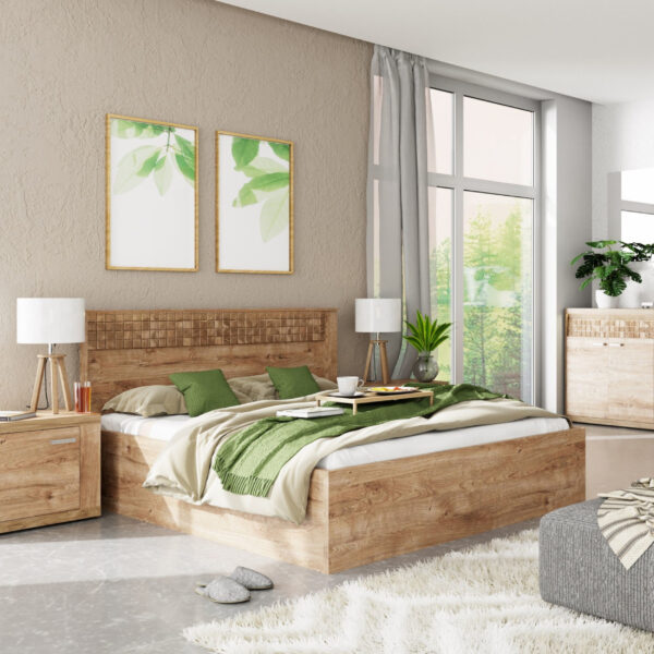 Double Bed BALESTRAND - Headboard - Storage Box for Bedding - 167 x 102 x 207 cm - Image 2