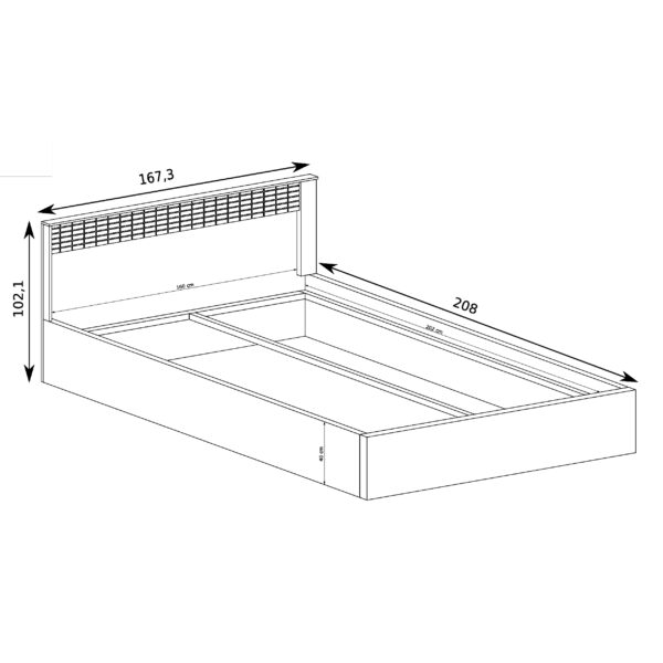 Double Bed BALESTRAND - Headboard - Storage Box for Bedding - 167 x 102 x 207 cm - Image 3