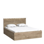 Double Bed BALESTRAND - Backlit Headboard - Storage Container for Bedding - 167 x 102 x 207 cm