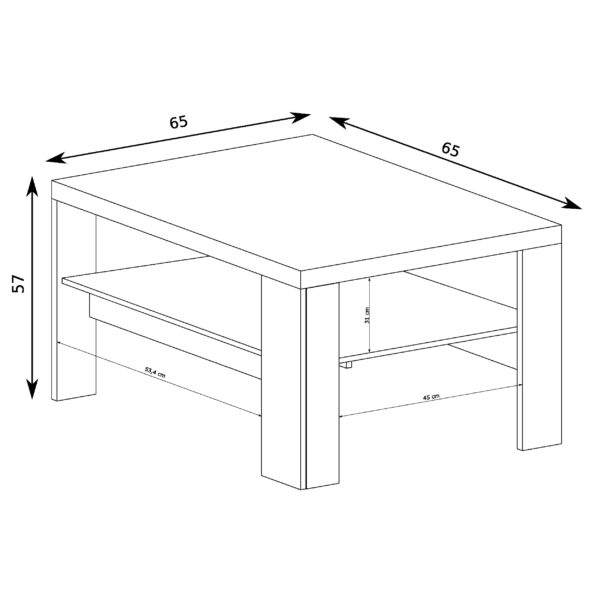 Coffee Table BALESTRAND - Oak - Built-in Shelf - 65 x 57 x 65 cm - Image 2