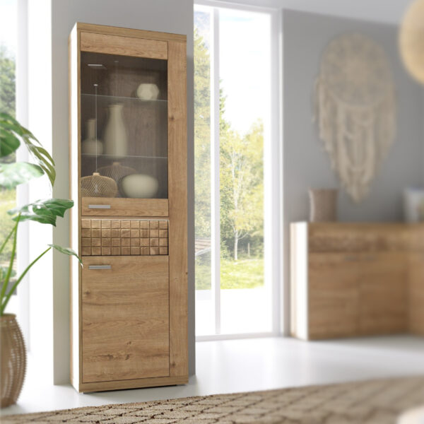Standing Display Cabinet BALESTRAND - Oak - Drawer - 57 x 201 x 41 cm - Image 2