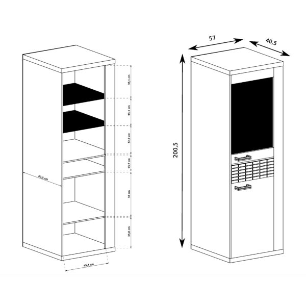Display Cabinet BALESTRAND - Oak - Drawer - Lighting - 57 x 201 x 41 cm - Image 3