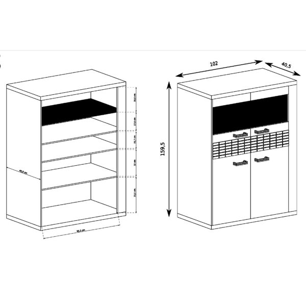 Display Cabinet BALESTRAND - Oak - Drawer - Lighting - 102 x 160 x 41 cm - Image 3