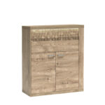 Commode BALESTRAND - Oak - Drawers - Decorative Front - Illuminated Top - 102 x 119 x 41 cm