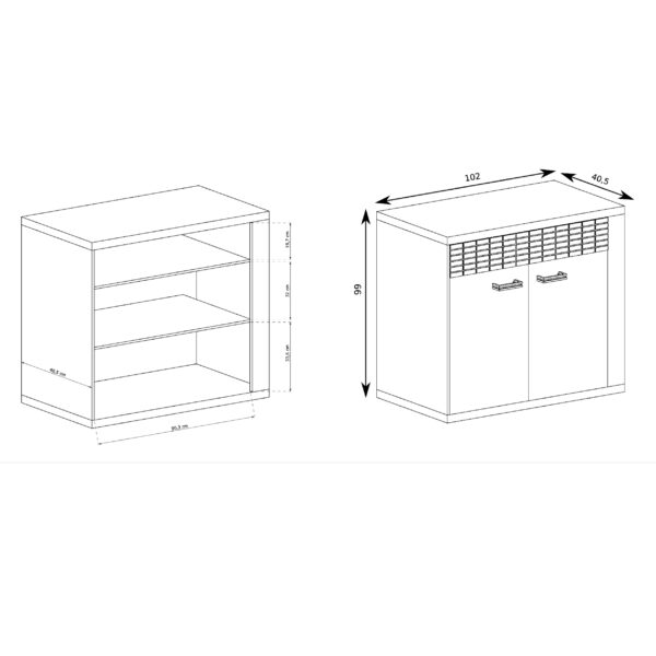 Commode BALESTRAND - Oak - Drawers - Decorative Front - 102 x 99 x 41 cm - Image 2