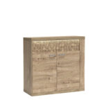 Commode BALESTRAND - Oak - Drawers - Decorative Front - Illuminated Top - 102 x 99 x 41 cm