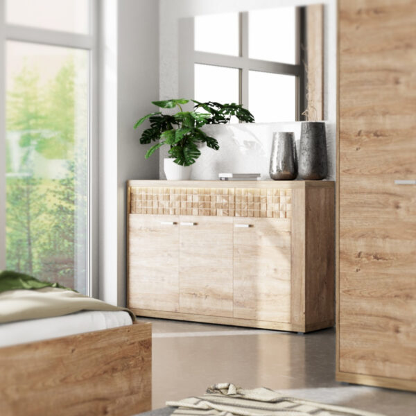 Commode BALESTRAND - Oak - Drawers - Decorative Front - 147 x 99 x 41 cm - Image 2