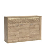 BALESTRAND Commode - Oak - Drawers - Decorative Front - Backlit Top - 147 x 99 x 41 cm