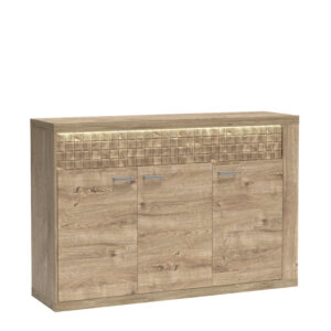 BALESTRAND Commode - Oak - Drawers - Decorative Front - Backlit Top - 147 x 99 x 41 cm