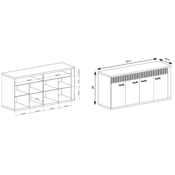 Commode BALESTRAND - Oak - Drawers - Decorative Front - 192 x 99 x 41 cm - Image 2