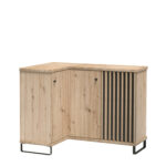 Corner Commode NASKUP - Oak - Slats - Metal Legs - 123 x 86 x 41 cm